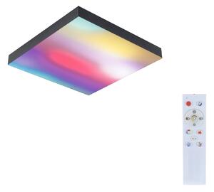 Paulmann 79907 Velora, černý subtilní stropní LED panel Rainbow dynamic RGBW, 13,2W LED 3000-6500K, 29x29cm, dálkové ovládání