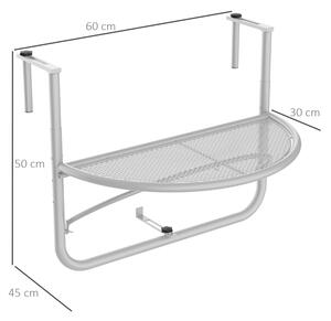 Závěsný balkonový stolek 60 x 45 x 50 cm | bílý