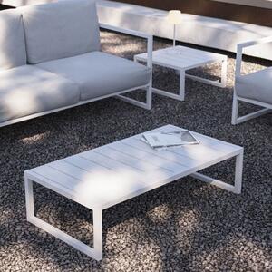 Bílý kovový zahradní stolek Kave Home Comova 114 x 60 cm