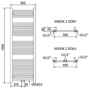 Mexen Mars, elektrické topné těleso 1500 x 500 mm, 600 W, bílá, W110-1500-500-6600-20