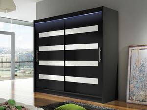 Skříň s posuvnými dveřmi London XI, Barva: černá, Osvětlení: osvětlení LED RGB - barevné 5902928785531