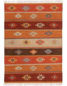 Ručně tkaný vlněný koberec s třásněmi Zohra