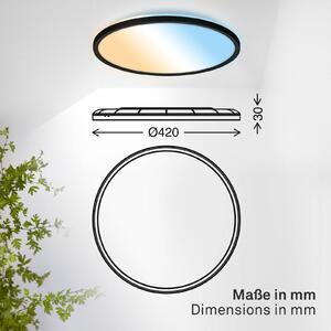 B.K. Licht LED stropní svítidlo Shallow, černé, Ø 42 cm, IP44, plast,, stmívatelný, Černá, Pracovna / kancelář, Plast