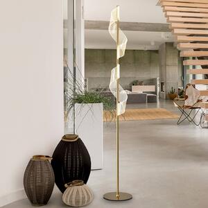 Schuller Valencia LED stojací lampa Velas, zlatá, výška 160 cm, kovová, Mosaz / zlato, Obývací pokoj / jídelna, Hliník, Moderní