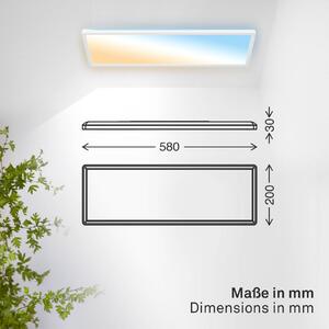 B.K. Licht LED panel Shallow s dálkovým ovládáním 58 × 20 cm, bílý, podsvícení, stmívatelný, Bílá / opál, Pracovna / kancelář, Plast
