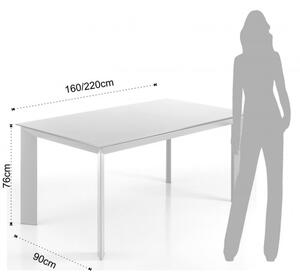 Rozkládací jídelní stůl BLADE 160-220cm WHITE TOMASUCCI (barva - bílá, bílý lakovaný kov, tvrzené sklo)