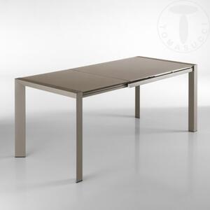 Rozkládací jídelní stůl VALLA TORTORA 122-182cm TOMASUCCI (barva - šedohnědá, sklo, kov)