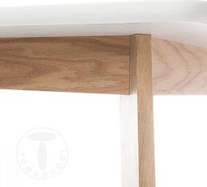 Jídelní stůl KYRA 160cm TOMASUCCI (barva - nohy - masivní dřevo - dub, deska - bílá MDF)