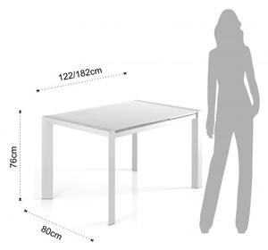 Rozkládací jídelní stůl VALLA WHITE 122-182cm TOMASUCCI (barva - bílá, sklo, kov)
