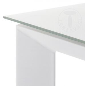 Rozkládací jídelní stůl BLADE 120-170cm WHITE TOMASUCCI (barva - bílé sklo, bílé lakované matné nohy)