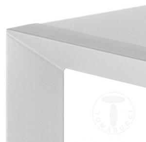 Rozkládací jídelní stůl VALLA WHITE 122-182cm TOMASUCCI (barva - bílá, sklo, kov)