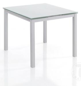 Rozkládací jídelní stůl NEW DAILY 90-150cm WHITE TOMASUCCI (barva - sklo, neprůhledný bílý lakovaný kov)