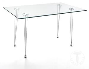 Jídelní stůl MATRA 130cm TOMASUCCI (barva - tvrzené sklo, chromovaný kov)
