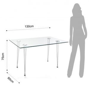 Jídelní stůl MATRA 130cm TOMASUCCI (barva - tvrzené sklo, chromovaný kov)