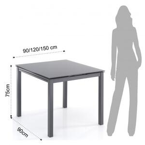 Rozkládací jídelní stůl NEW DAILY 90-150cm GREY TOMASUCCI (barva - sklo, neprůhledný šedý lakovaný kov)