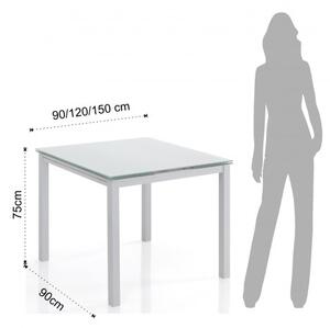 Rozkládací jídelní stůl NEW DAILY 90-150cm WHITE TOMASUCCI (barva - sklo, neprůhledný bílý lakovaný kov)