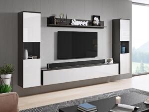 Obývací stěna Bamisio XL, Barva: matera / bílý lesk, Osvětlení: bez osvětlení 5903211276200
