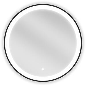 Mexen Esso, kulaté LED podsvícené koupelnové zrcadlo 60 cm, 6000K, topná podložka proti zamlžování, černý rám, 9825-060-060-611-70