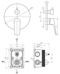 Bruckner, SCHMITZ podomítkový sprchový set s pákovou baterií, 2 výstupy, chrom, 863.142.1