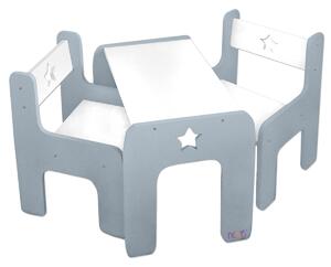 NELLYS Sada nábytku Star - Stůl + 2 x židle - šedá s bílou - -