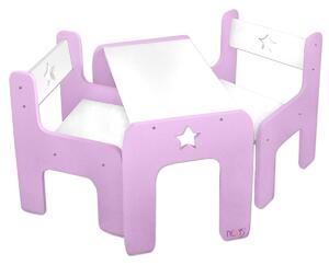 NELLYS Sada nábytku Star - Stůl + 2 x židle - růžová s bílou, D19 - -