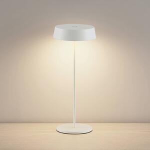 Nabíjecí stolní lampa Lucande LED Tibia, bílá, hliník, USB, IP54