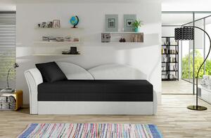 Rozkládací válenda s úložným prostorem 80x180 RESTARA - černá / bílá, levá