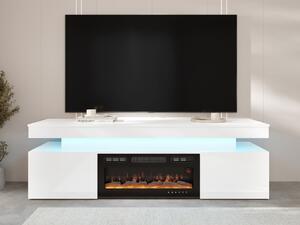 TV skříňka s krbem Lestirola EF 2D 190, Barva:: bíla / bíly lesk 5903211305764