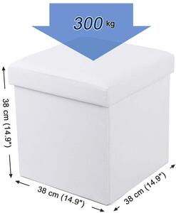 SONGMICS Úložný sedací box čalouněný skládací 38x38 cm bílý
