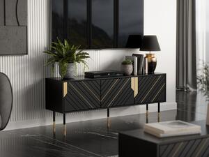 TV stolek Maramax 150 3D, Barva: černý / černý + zlatý 5903211310003