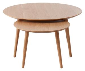 Kulaté konferenční stolky v dekoru dubu v přírodní barvě v sadě 2 ks ø 88 cm Adda – Unique Furniture