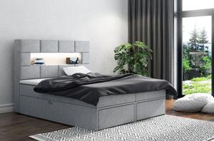 Čalouněná postel s úložným prostorem a šuplíky 160x200 CHARLIE - šedá