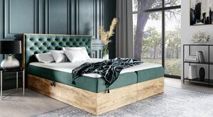 Boxspringová postel CHANTELLE 3 - 180x200, zelená + topper ZDARMA