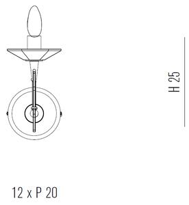 Metal lux 197.101 Icaro, nástěnné svítidlo 1xE14, chrom/křišťálové sklo, výška 25cm