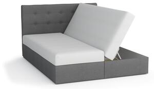 Manželská postel v eko kůži s úložným prostorem 140x200 LUDMILA - béžová / šedá