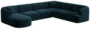 Cosmopolitan Design Petrolejově modrá sametová rohová pohovka Campi 330 cm, pravá