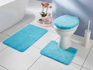 LIVARNO home Sada koupelnových předložek, 3dílná (modrá, s výřezem k WC) (100359867003)