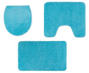 LIVARNO home Sada koupelnových předložek, 3dílná (modrá, s výřezem k WC) (100359867003)