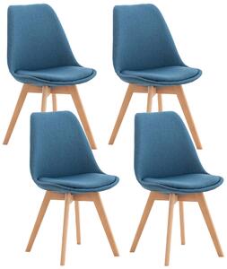 Židle Linares (SET 4 ks) ~ látka, dřevěné nohy natura - Modrá