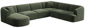 -25 % Dny MOMENTI– Cosmopolitan Design Zelená sametová rohová pohovka Campi 330 cm, pravá