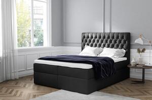 Elegantní čalouněná postel Mandy s úložným prostorem černá 160 x 200 + topper zdarma