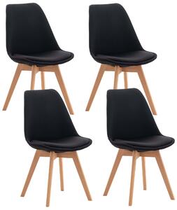 Židle Linares (SET 4 ks) ~ látka, dřevěné nohy natura - Černá