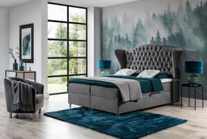Luxusní boxspringová postel 160x200 RIANA - šedá + topper ZDARMA