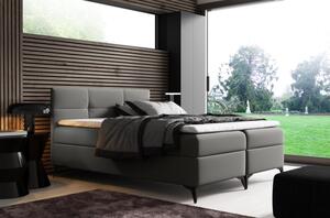 Elegantní postel potažená eko kůží Floki 200x200, šedá + TOPPER