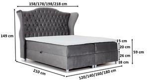 Luxusní boxspringová postel 120x200 RIANA - krémová + topper ZDARMA