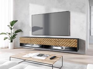 TV stolek/skříňka Adenik 180 MDF, Barva: černý grafit / wotan rybí kost, Osvětlení: osvětlení LED RGB - barevné 5903211410123