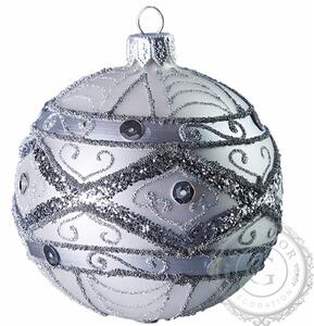Vánoční koule stříbrná zdobená