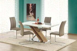 HALMAR, NEXUS skleněný jídelní stůl, extra bílá/dub sonoma, 160/90/76 cm
