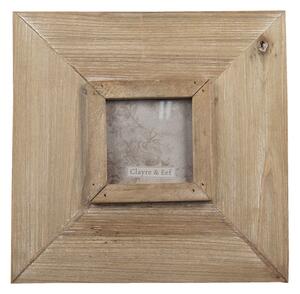 Hnědý antik dřevěný fotorámeček s patinou - 25*2*25 cm/ 9*9cm