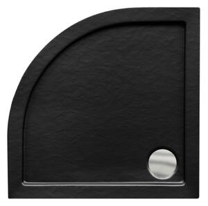 Besco Čtvrtkruhová akrylátová sprchová vanička ARON NEW SE HR 80x80 (90x90) B SlimLine Stone Effect Rozměry (cm): 80x80